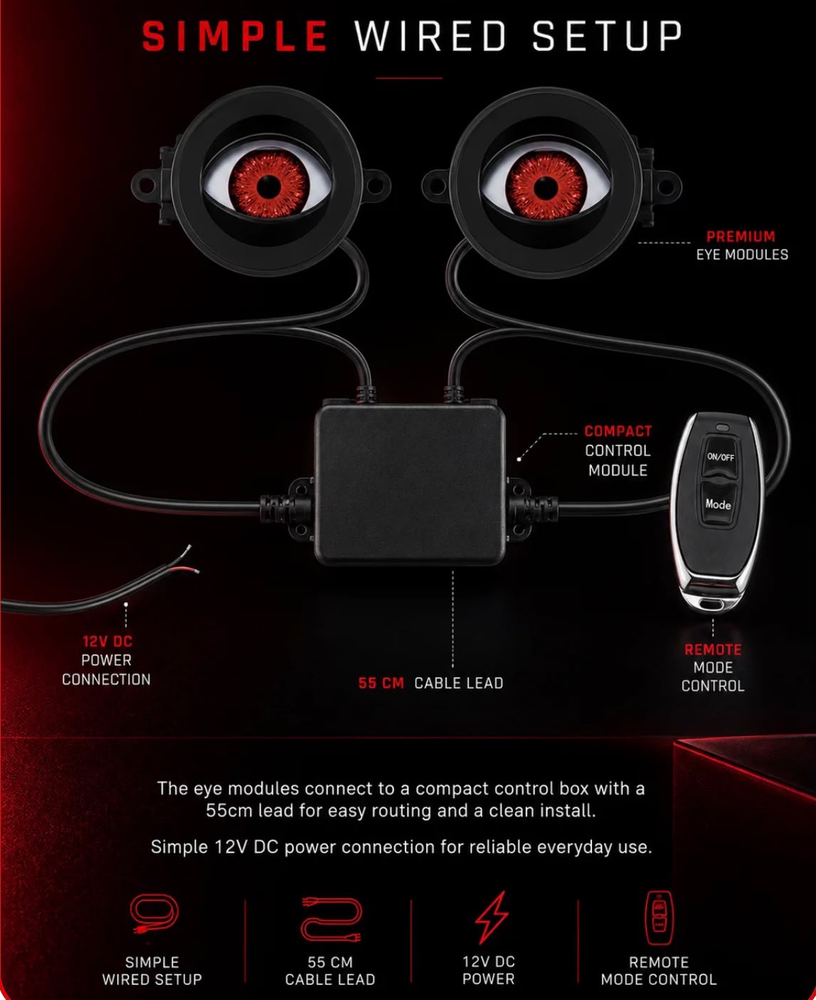 NeoEyes Animated Eyes – 3 Inch Universal LED Lights
